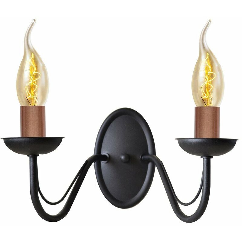 Helam Malbo Candle Wall Lamp Black, Copper 32cm