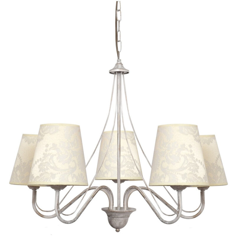 Helam Lighting - Helam malbo Lustres à Bras Multiples Avec Abat-Jour Blanc, Or 65cm