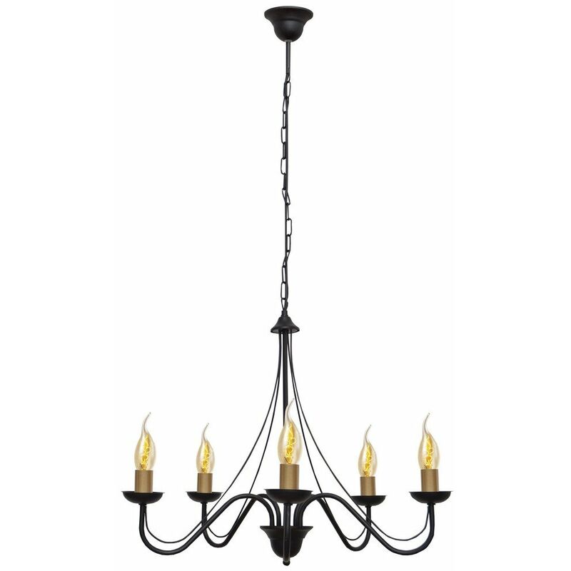 Helam Malbo Multi Arm Pendant Ceiling Light Black, Patina 60cm