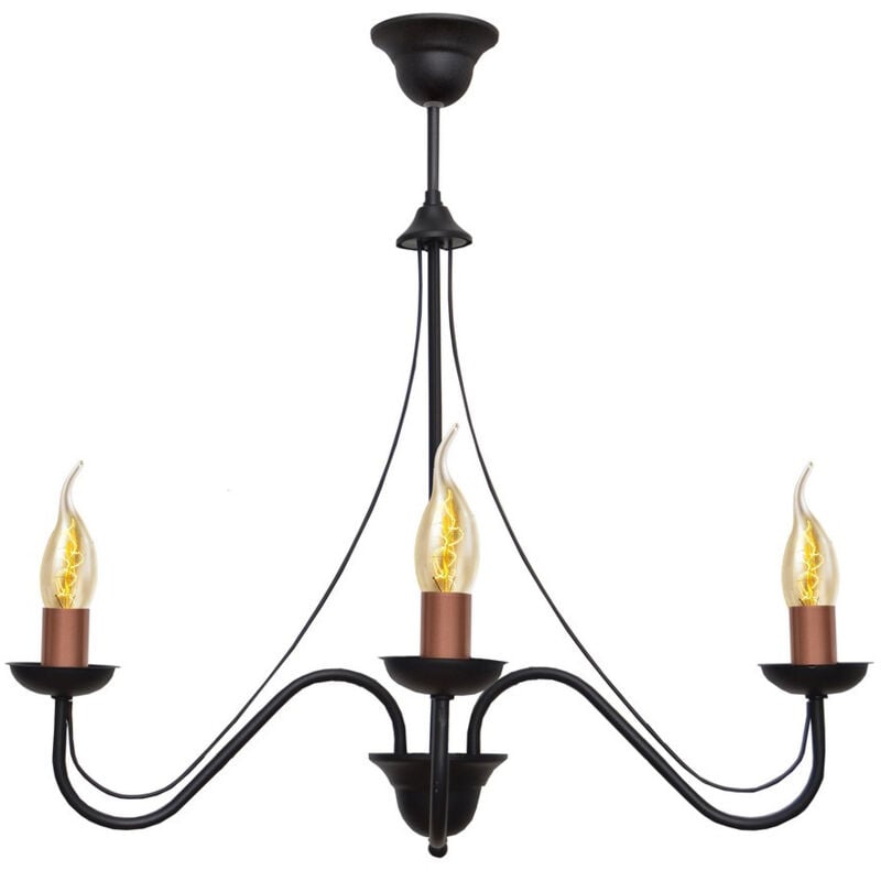 Helam - malbo Plafonnier Suspendu Multi Bras Noir, Cuivre 60cm