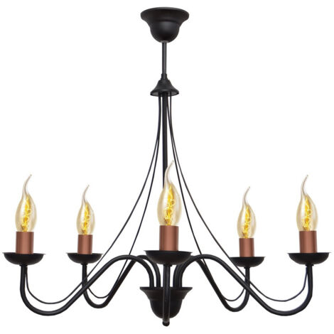 Helam MALBO Plafonnier Suspendu Multi Bras Noir, Cuivre 60cm