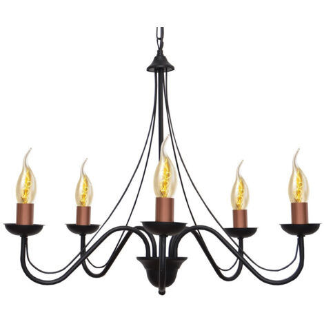 Helam MALBO Plafonnier Suspendu Multi Bras Noir, Cuivre 60cm