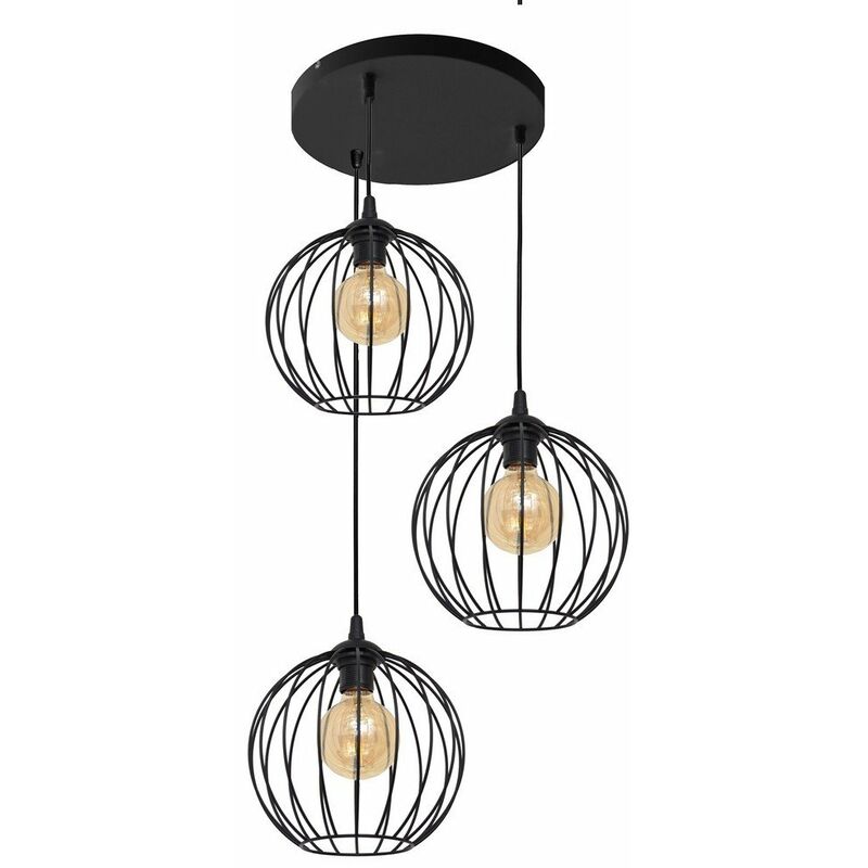 Helam Mercure Cluster Pendant Ceiling Light Black 40cm