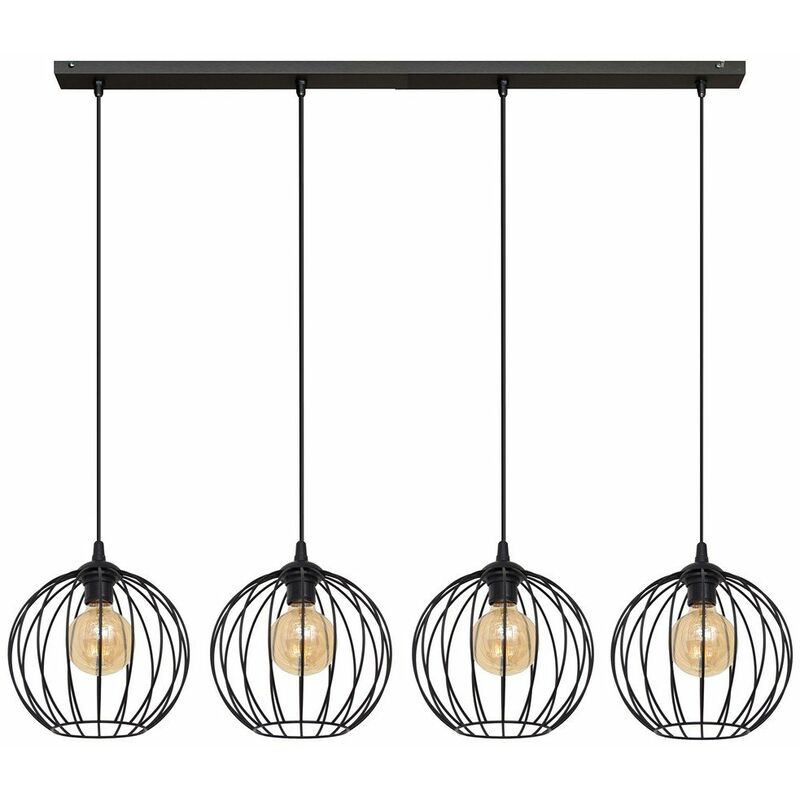 Helam Mercure Straight Bar Pendant Ceiling Light Black 114cm