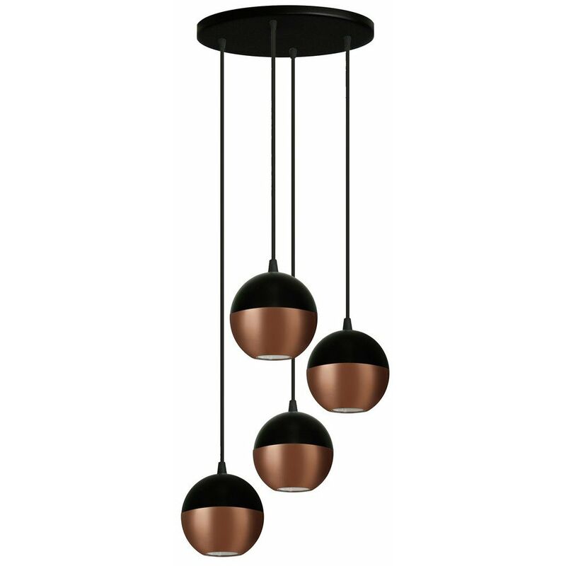 Helam Midway Cluster Pendant Ceiling Light Black, Copper 30cm