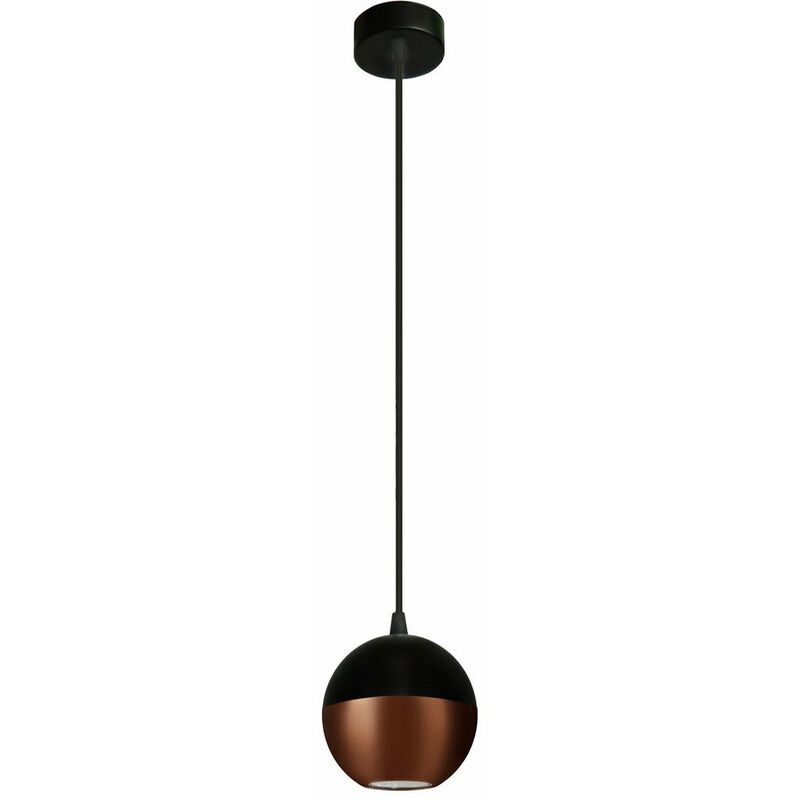 Helam Midway Dome Pendant Ceiling Light Black, Copper 12cm