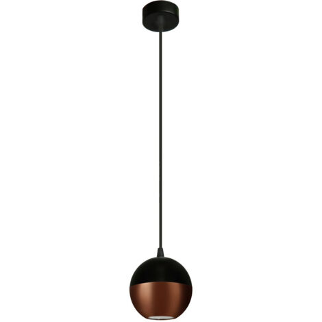 Helam MIDWAY Dome Suspension Plafonnier Noir, Cuivre 12cm