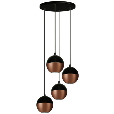 Helam MIDWAY Plafonnier Suspendu Cluster Noir, Cuivre 30cm