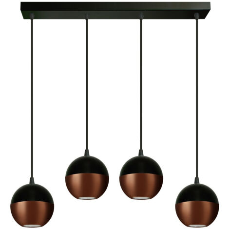 Helam MIDWAY Plafonnier Suspendu Straight Bar Noir, Cuivre 60cm