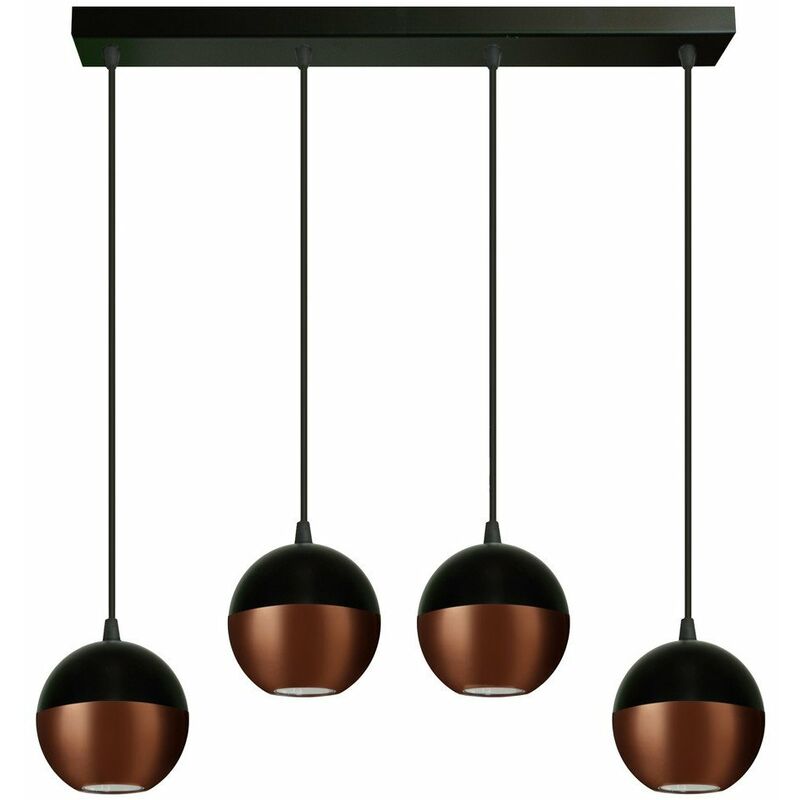 Helam Midway Straight Bar Pendant Ceiling Light Black, Copper 60cm