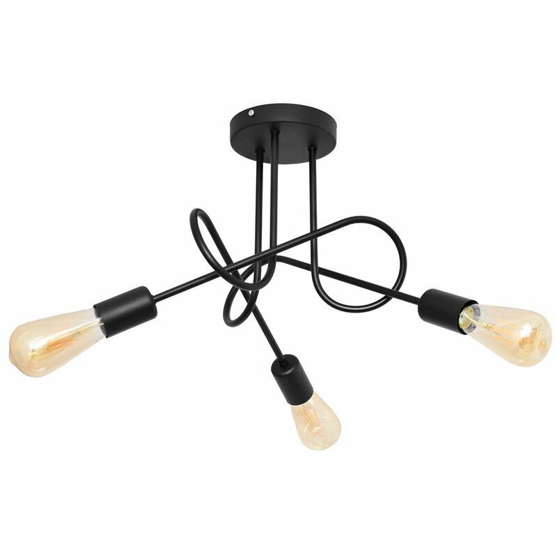 Helam - Oxford Multi Arm Semi Flush Ceiling Light Black 50cm