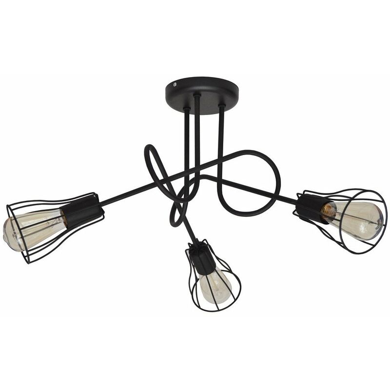 Helam Oxford Multi Arm Semi Flush Ceiling Light Black 56cm