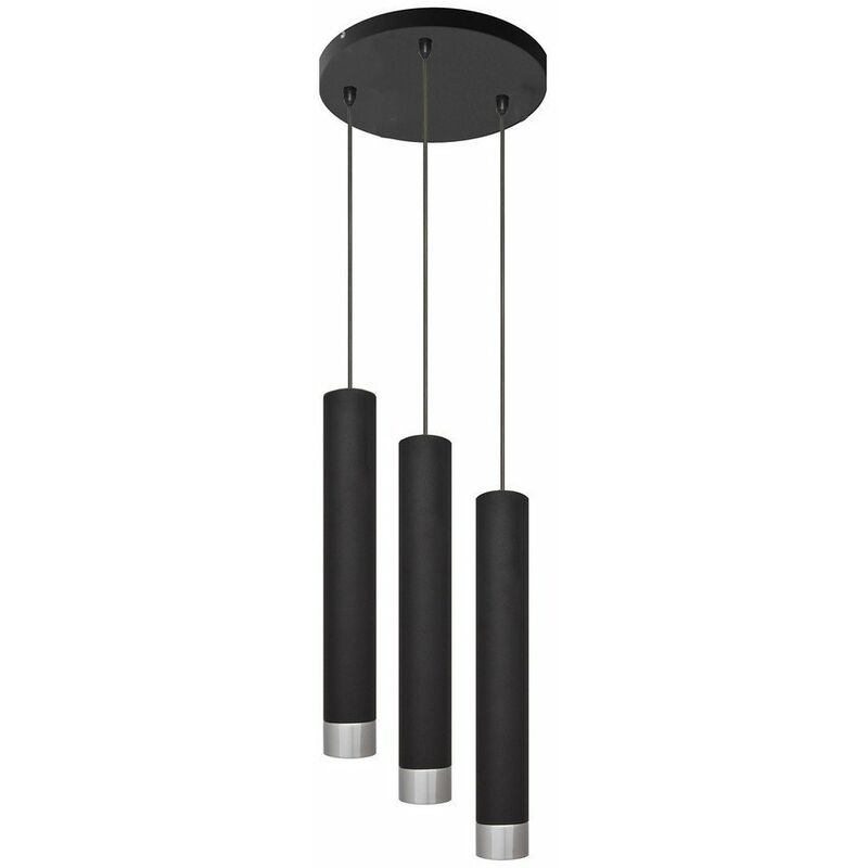 Tuba Cluster Pendant Ceiling Light Black, Chrome 30cm - Helam