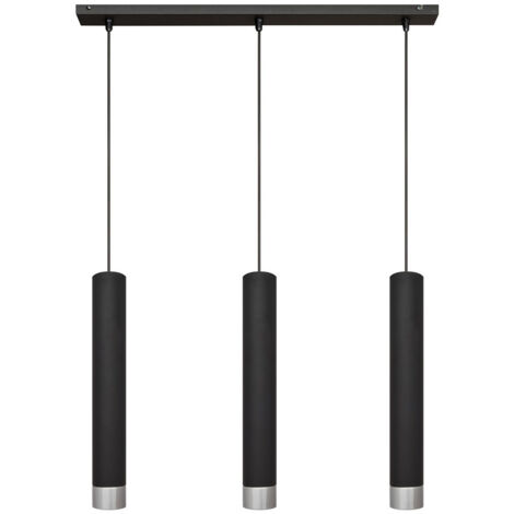 Helam TUBA Plafonnier Suspendu Straight Bar Noir, Chrome 60cm