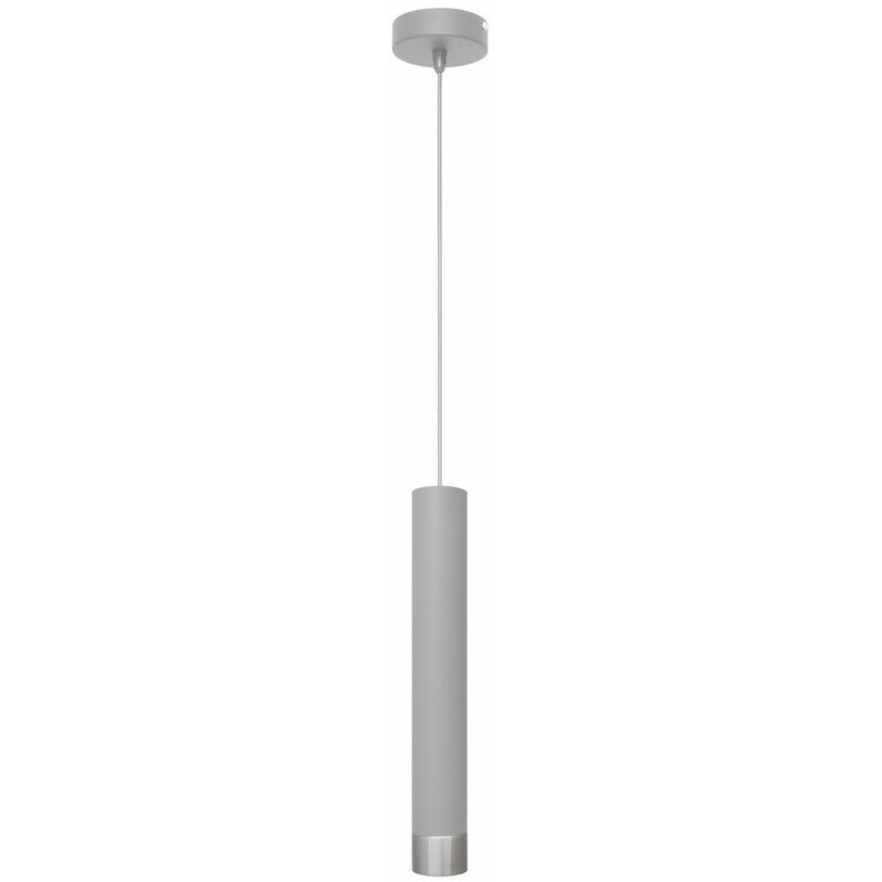 Helam - Tuba Slim Pendant Ceiling Light Grey, Chrome 10cm