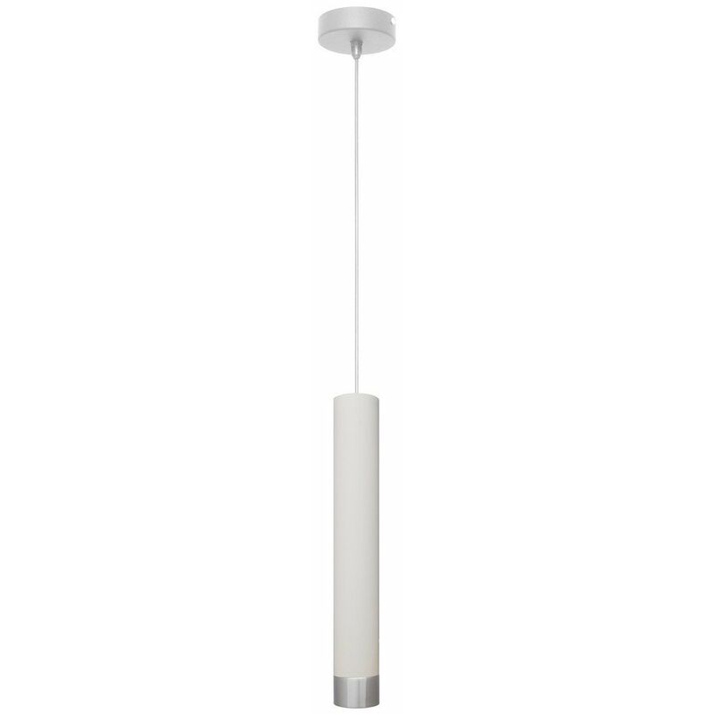 Helam - Tuba Slim Pendant Ceiling Light White, Chrome 10cm