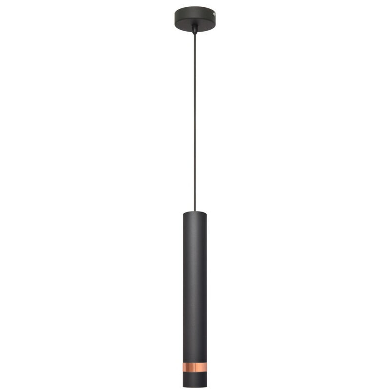 Helam - tuba Slim Suspension Plafonnier Noir, Or Rose 10cm Helam - tuba Slim Suspension Plafonnier Noir, Or Rose 10cm