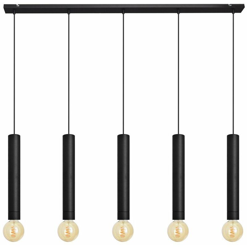 Tuba Straight Bar Pendant Ceiling Light Black 120cm - Helam