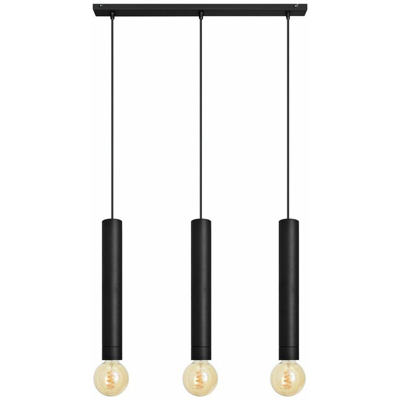 Helam - Tuba Straight Bar Pendant Ceiling Light Black 60cm