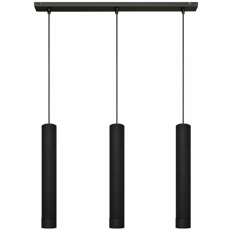 Helam - Tuba Straight Bar Pendant Ceiling Light Black 60cm