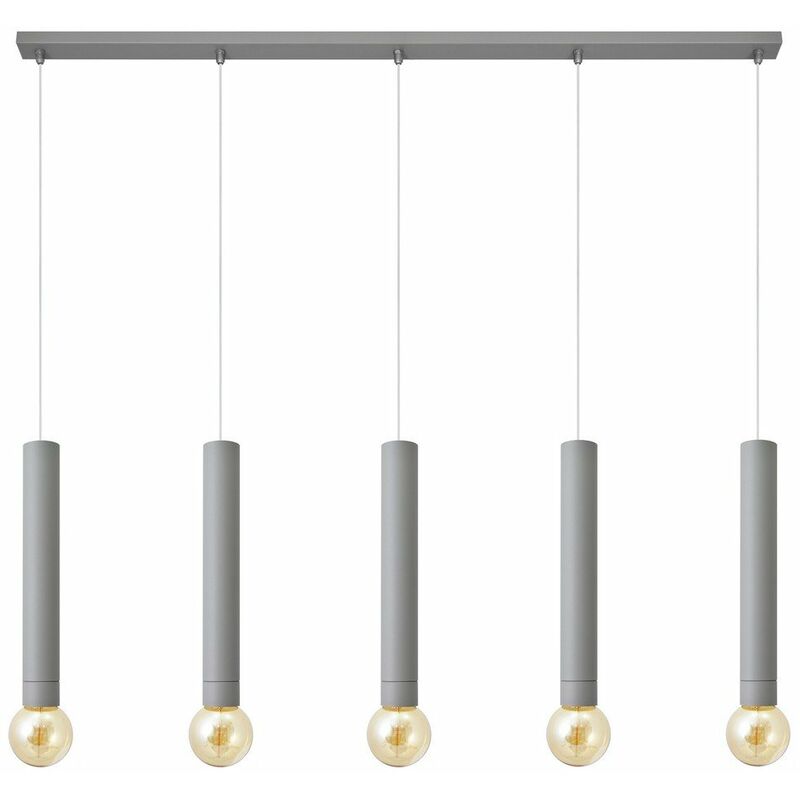 Helam Tuba Straight Bar Pendant Ceiling Light Grey 120cm