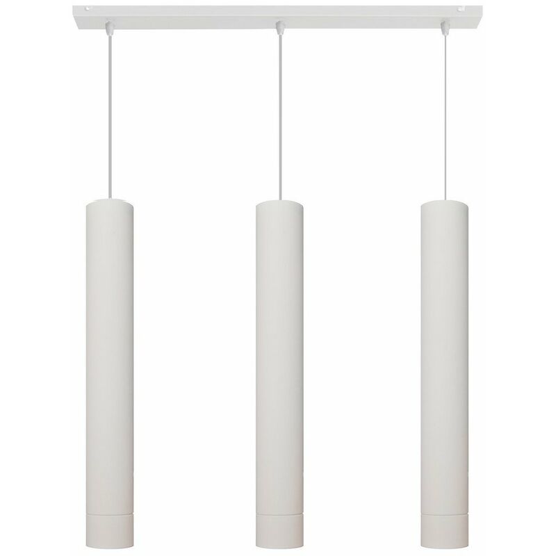 Tuba Straight Bar Pendant Ceiling Light White 60cm - Helam