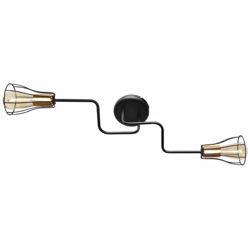 Helam Tube Multi Arm Semi Flush Ceiling Light Black, Copper 82cm