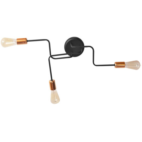 Helam TUBE Plafonnier Semi-Encastré à Bras Multiples Noir, Cuivre 66cm