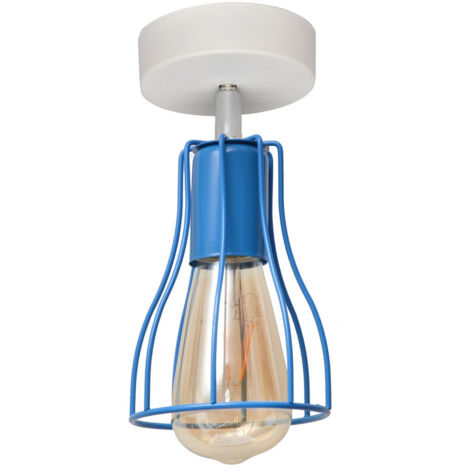 Helam TUBE Semi Plafonnier Blanc, Bleu 10cm