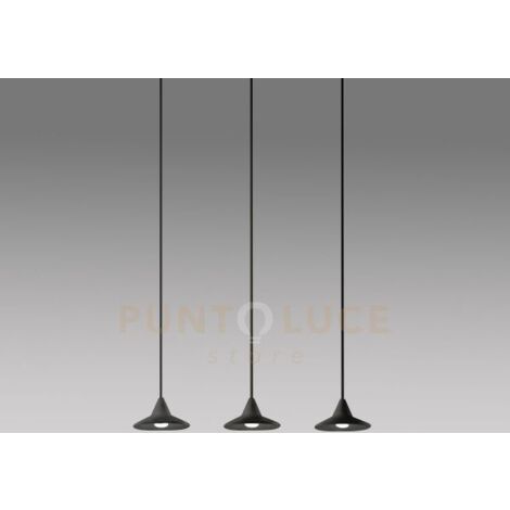 HELENA S/3 - SOSPENSIONE COLORE NERO LINEARE A 3 LUCI LED 3000K 920LM 16,5W