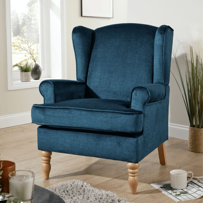 Home Source - Helena Wingback Armchair Modern Accent Chair Occasional Upholstered Seating