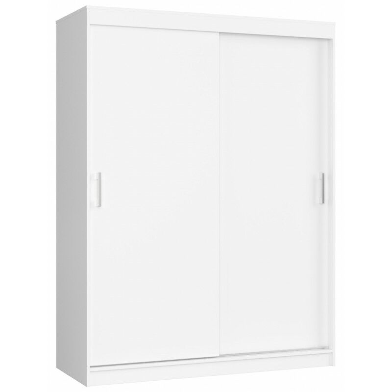 HELIA - Armoire à porte coulissante style moderne chambre - 150x200x60 - 6 tablettes+tringle - Blanc