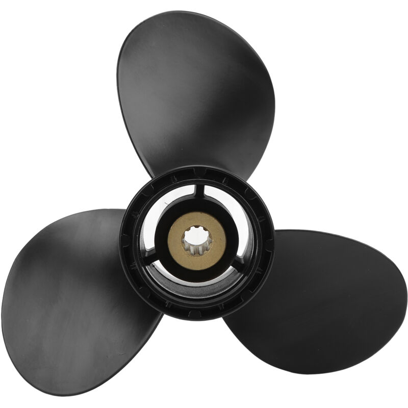 Treetalk - Hélice, 3 Pales Bateau Moteur Hélice 10 Cannelures Dents Rotation Droite Pas 10 Pouces Hélice pour Moteurs Hors-Bord Suzuki 8‑20HP