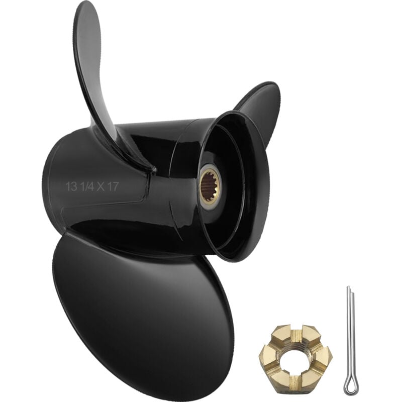 Hélice hors-bord Mophorn pas de 13 1/4' x 17', 3 pales, aluminium, compatible avec les hors-bord Evinrude 2 temps de 40 à 140 cv, remplace oem