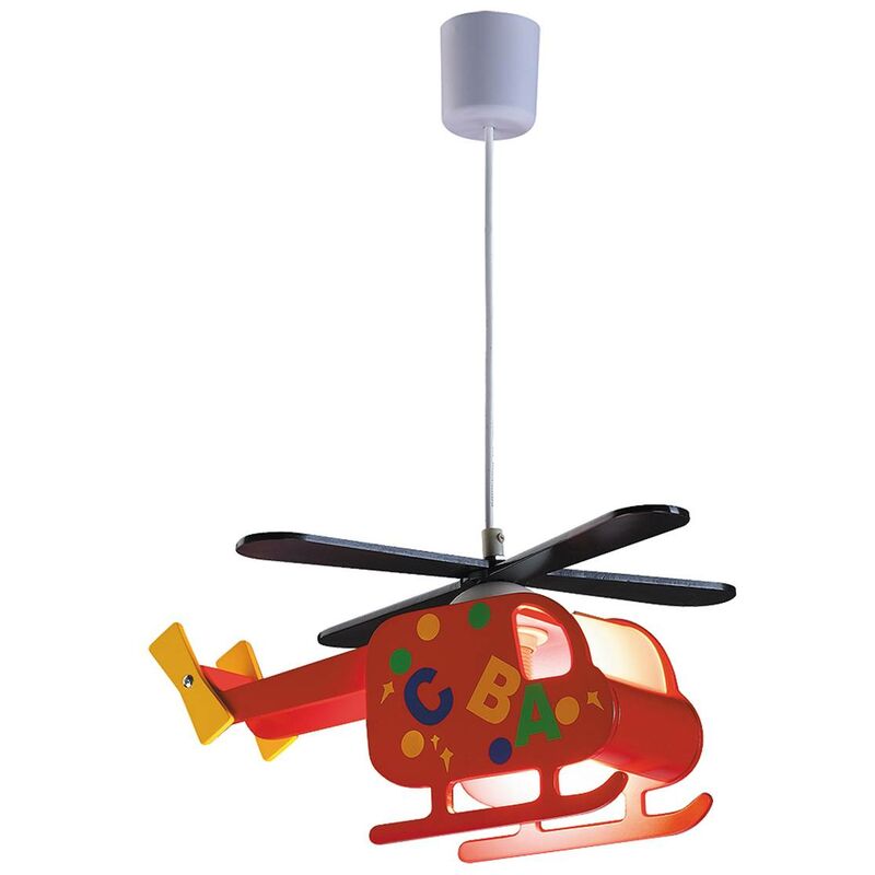 Image of Pendente vivaio lampada elicottero plastica colorata b plastica: h 36 centimetri: 95 centimetri