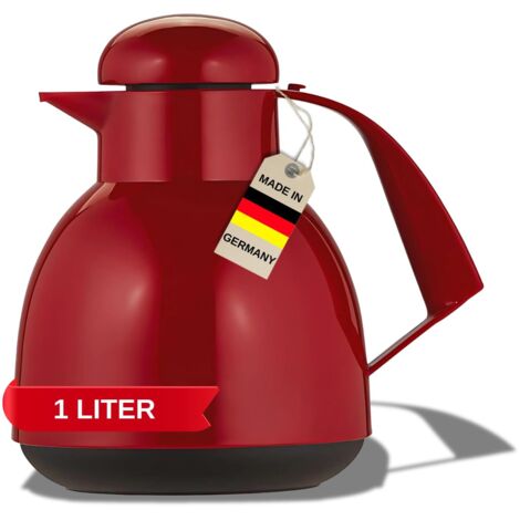 Helios Day - Thermos rosso, 1 l, 6 ore, mantiene le bevande calde e fredde, con supporto per bustine di tè, facile da pulire, adatto per tè e caffè
