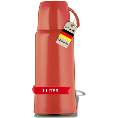 Helios Elegance - Thermos rosso, 1,0 l, per 6 ore, mantiene le bevande calde e fredde, design robusto, ideale per i viaggi