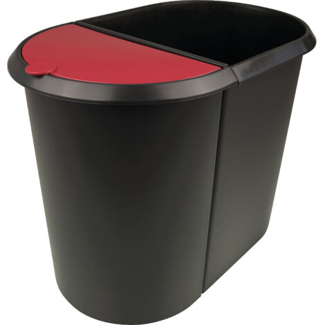 helit, Corbeille à papier modulaire, DUO, couvercle rouge,