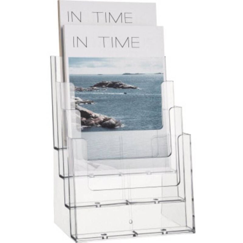 Helit - H2352402 Présentoir de prospectus transparent din A4 vertical Nombre de compartiments 4 1 pc(s) (l x h x p) 240 x