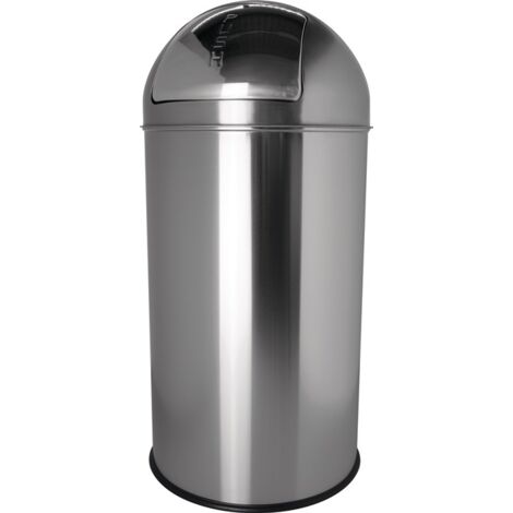 helit, Poubelle à poussoir, inox, fermeture automatique, 30 l