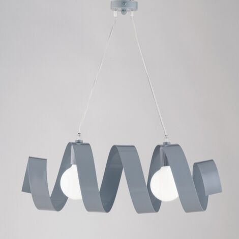 Helix Suspension En Fer Laqué Gris Mat Avec Câble Électrique Réglable 2 Lumières L. 54X20 Bl141-2-Gr