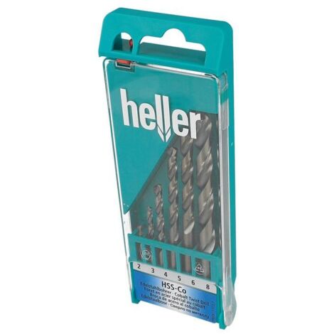 Heller 17735 D HSS Metall-Spiralbohrer-Set 6teilig 2 mm, 3 mm, 4 mm, 5 mm, 6 mm, 8 mm  Cobalt DIN 33
