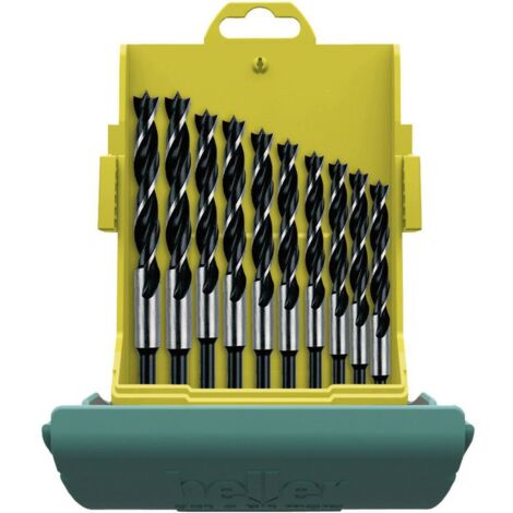 Heller 24646 0 Jeu de forets pour le bois 10 pièces 3 mm, 4 mm, 5 mm, 6 mm, 7 mm, 8 mm, 9 mm, 10 mm, 11 mm, 12 mm tige