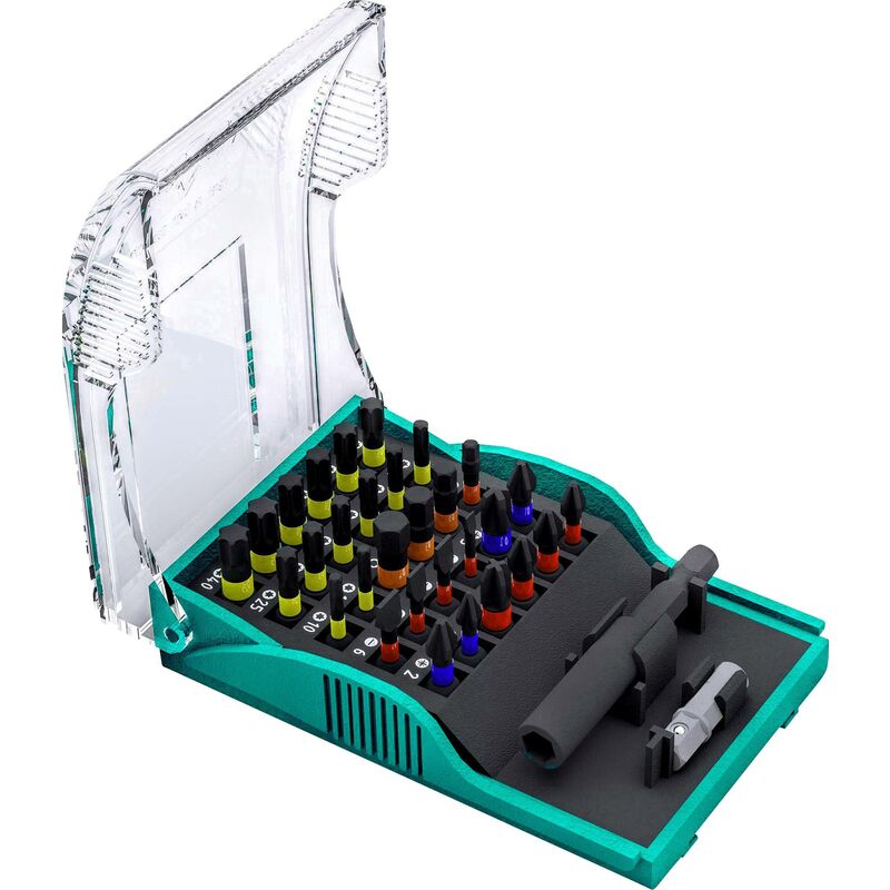 Heller - 29347 1 Jeu d'embouts 32 pièces cruciforme Phillips, vis Pozidriv, vis à fente, 6 pans intérieurs (tx), 6 pans intérieurs technologie Torsi