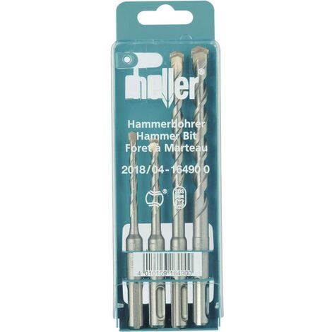 Heller Bionic 16490 0 carbure de tungstène Jeu de forets pour marteau-perforateur 4 pièces 5 mm, 6 mm, 8 mm, 10 mm SDS-