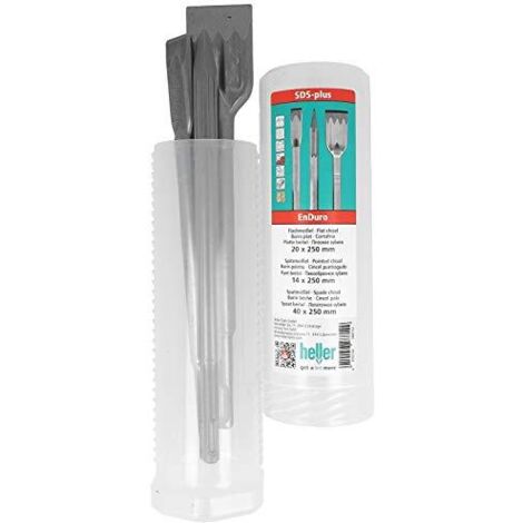 HELLER Bohrhammermeißel-Satz 1218 Enduro SDS-plus 3Spitz-, Flach-, Spatmeißel Länge 250 mm