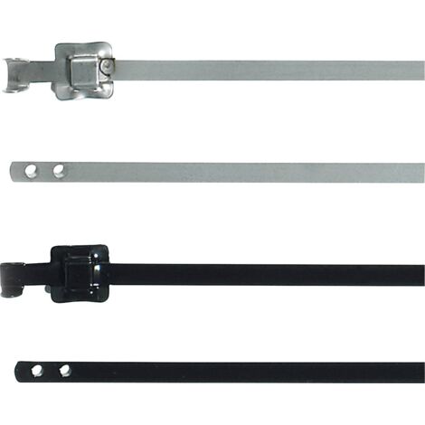 HellermannTyton 111-91163 MLT16SSC10-SS316/SP-BK Serre-câble 430 mm 10 mm noir collier métallique pour fortes charges, stabilisé aux UV 1 pc(s) R011511