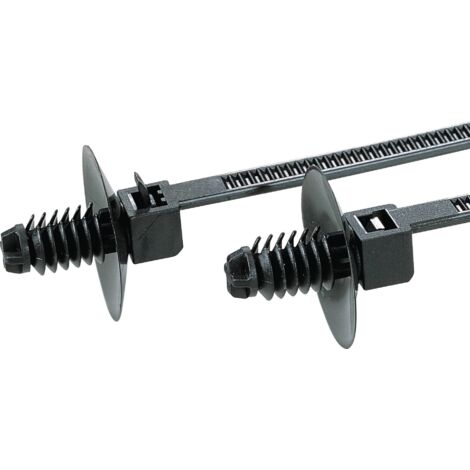HellermannTyton 150-55610 T18RDP5-PA66-BK Serre-câble 110 mm 2.50 mm noir avec pied ancre et jupe 500 pc(s) R011051