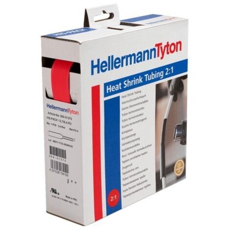 HellermannTyton 300-31902 Schrumpfschlauch ohne Kleber Rot 19.10 mm 9.50 mm Schrumpfrate:2:1 5 m