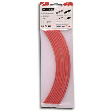 HellermannTyton 308-30311 Schrumpfschlauchsortiment Rot 3 mm 1 mm Schrumpfrate:3:1 10 St.